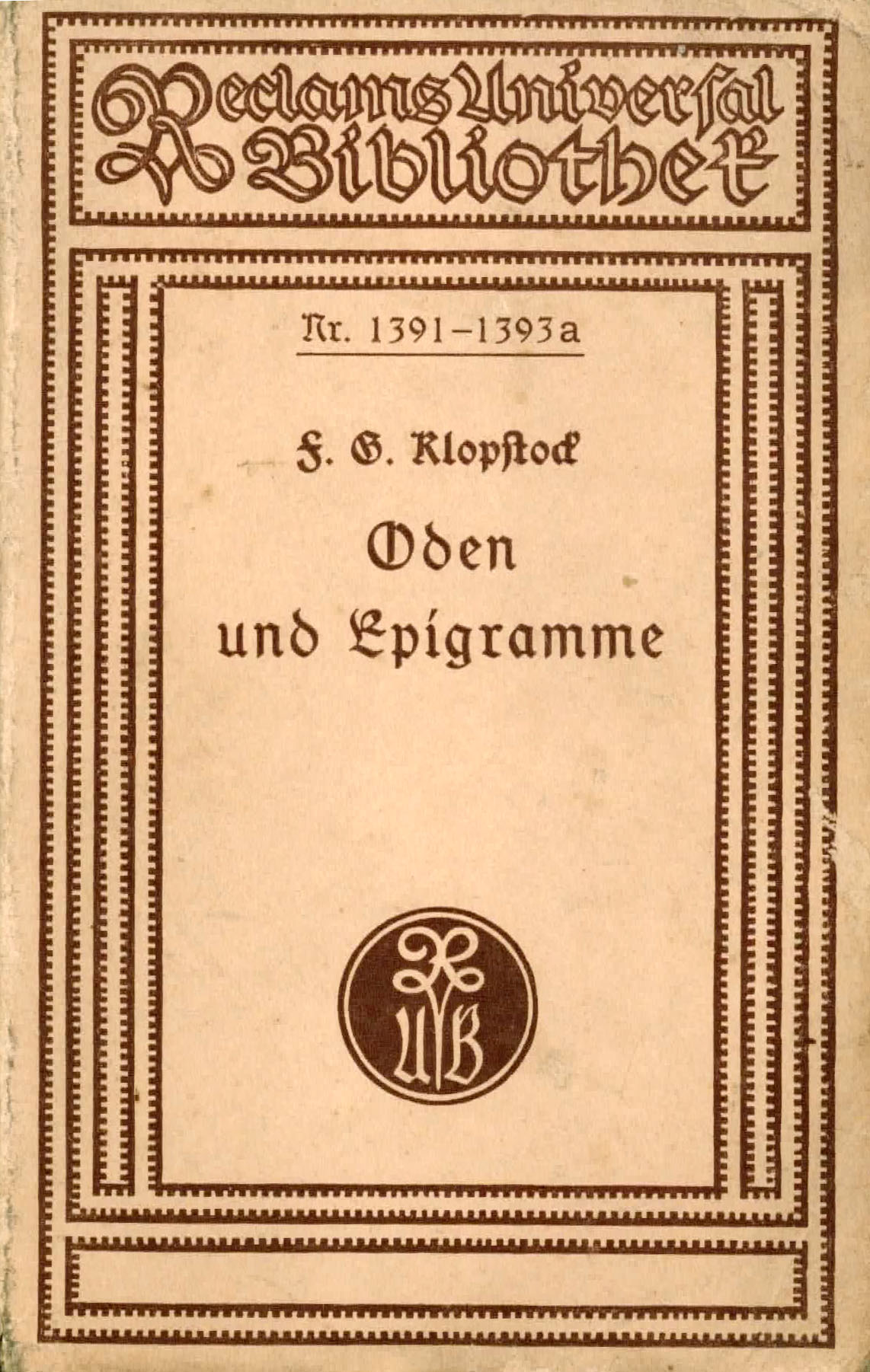 Oden und Epigramme - Gottlieb Klopstock, Friedrich